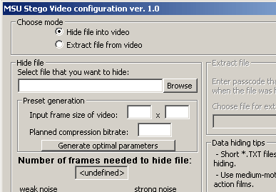 MSU Stego Video VirtualDub Video plugin Screenshot 1