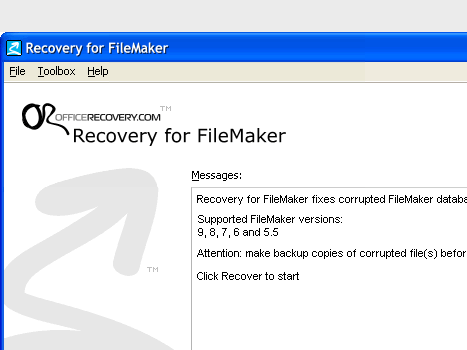 FileMakerRecovery Screenshot 1