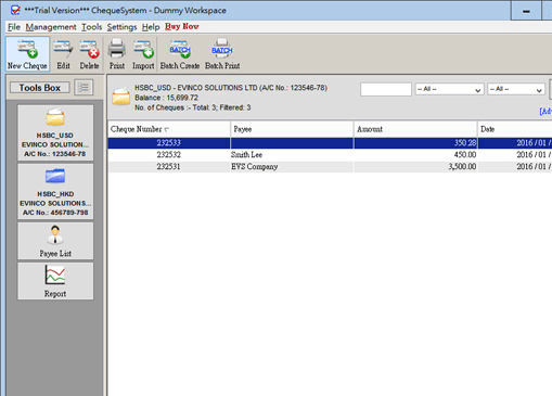ChequeSystem Electronic Cheque Writer Screenshot 1