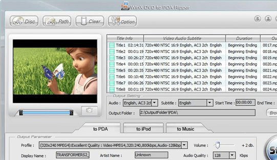 WinX DVD to PDA Ripper Screenshot 1