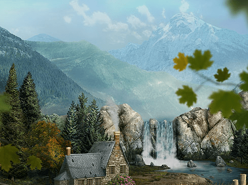 Mountain Waterfall 3D Screensaver Screenshot 1