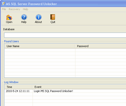 MS SQL Server Password Unlocker Screenshot 1