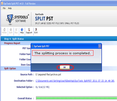 Split MS Outlook PST File Screenshot 1