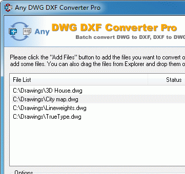 DWG to DXF Converter Pro 2010.11.4 Screenshot 1