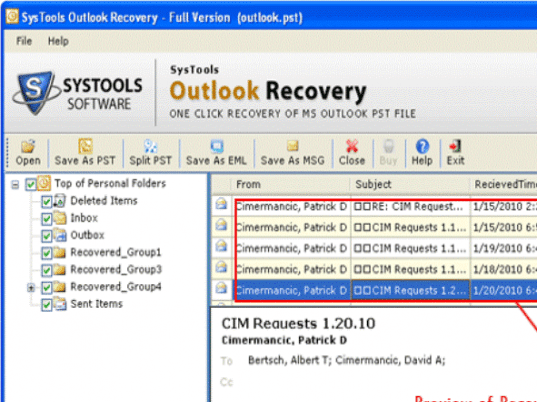 Restore PST Outlook Screenshot 1
