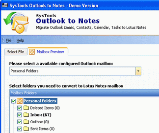 Save Outlook Messages in Lotus Notes Screenshot 1