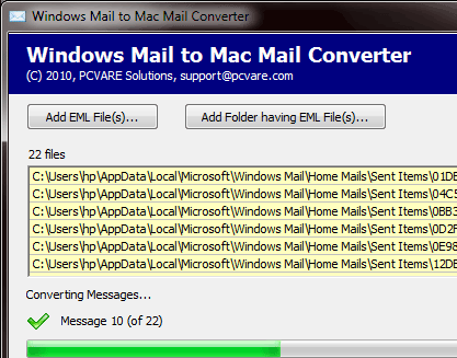 Vista Mail to Mac OS X Mail Screenshot 1