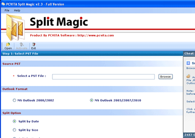 Split Outlook PST 2003 Screenshot 1