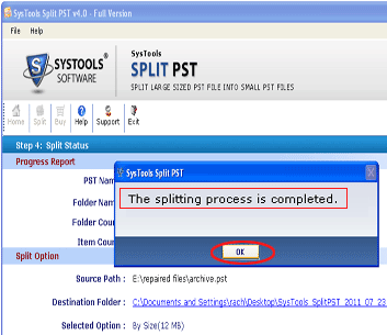 Outlook PST File Splitter Screenshot 1