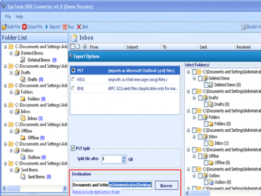 Export Outlook Express data to Outlook Screenshot 1