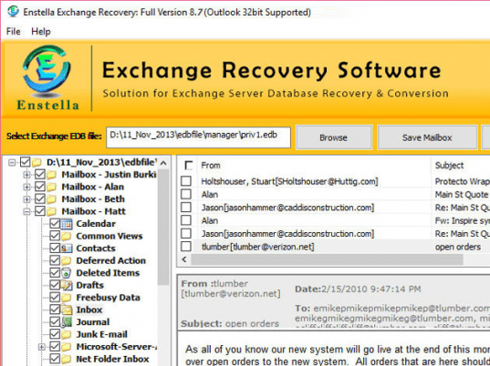 Exchange EDB Email Recovery Screenshot 1