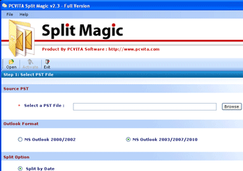PST Split Outlook 2003 Screenshot 1
