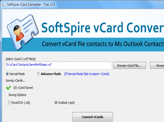 vCard to Outlook Contacts Screenshot 1