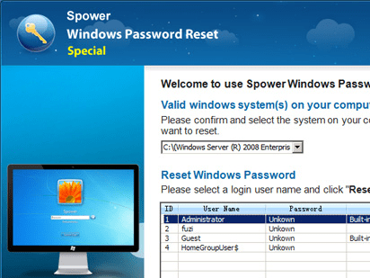 Windows Server 2008 Password Recovery Screenshot 1