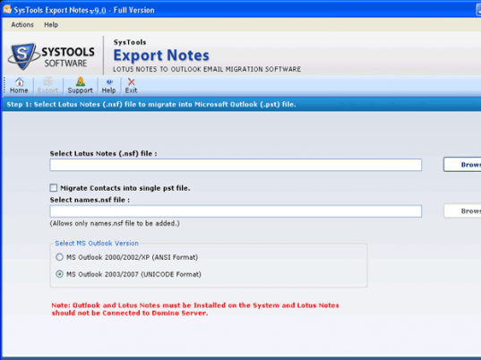 Notes to Outlook Converter Tool Screenshot 1