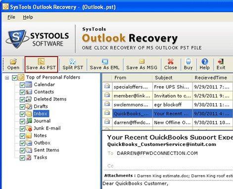 Repair Deleted Emails Screenshot 1