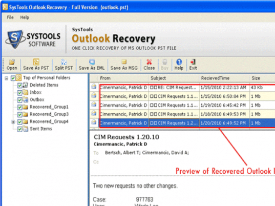 Restore PST File in Outlook Screenshot 1