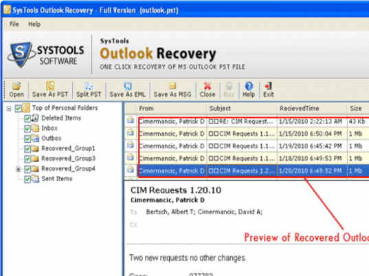 Repairing Outlook 2003 Screenshot 1