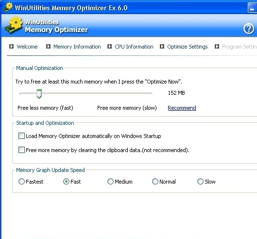 WinUtilities Free Memory Optimizer Screenshot 1
