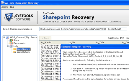 Microsoft Office SharePoint Recovery Tool Screenshot 1