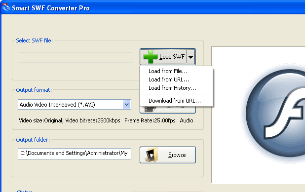 Smart SWF to AVI Converter Pro Screenshot 1