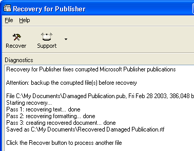 Recovery for Publisher Screenshot 1