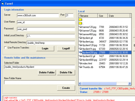 X360 Ftp Client ActiveX OCX Screenshot 1