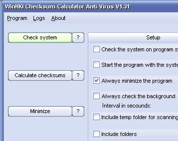 WinHKI Checksum-Calculator Anti-Virus Screenshot 1