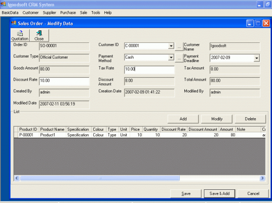 Igoodsoft CRM System Screenshot 1