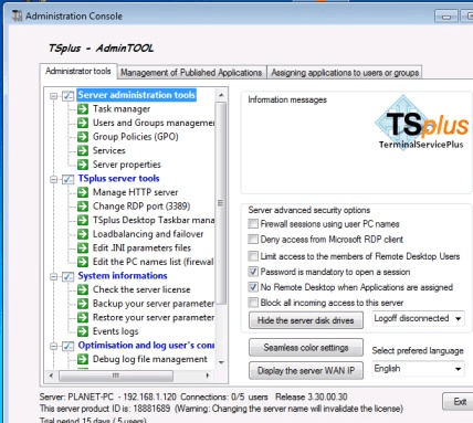 TSplus 2009 Screenshot 1