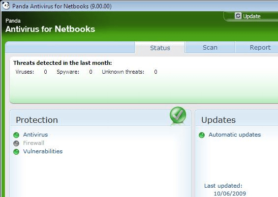 Panda Antivirus for Netbooks Screenshot 1
