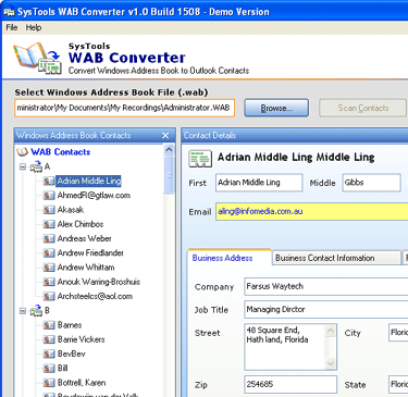 Convert Outlook Express Contacts Screenshot 1