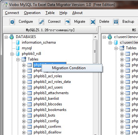 Viobo MySQL to Excel Data Migrator Free Screenshot 1