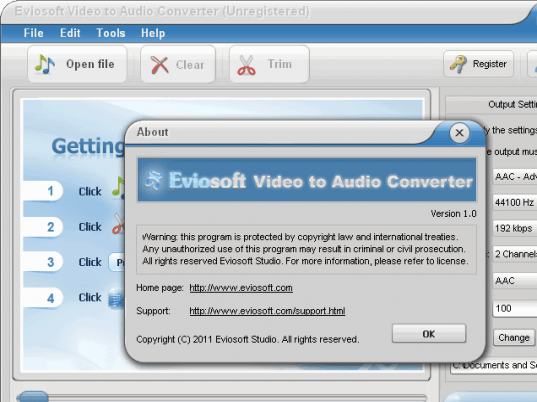 Eviosoft Video to Audio Converter Screenshot 1