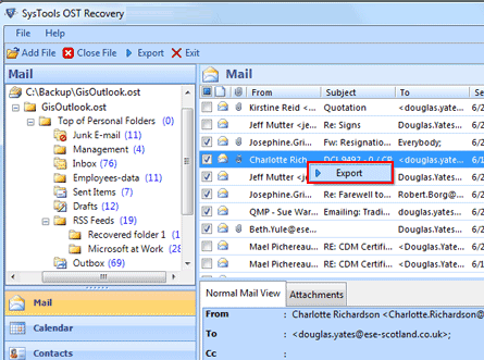 Exporting OST Mailbox to PST Screenshot 1