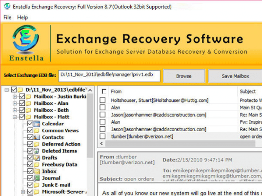 Exchange 2007 EDB to PST Screenshot 1