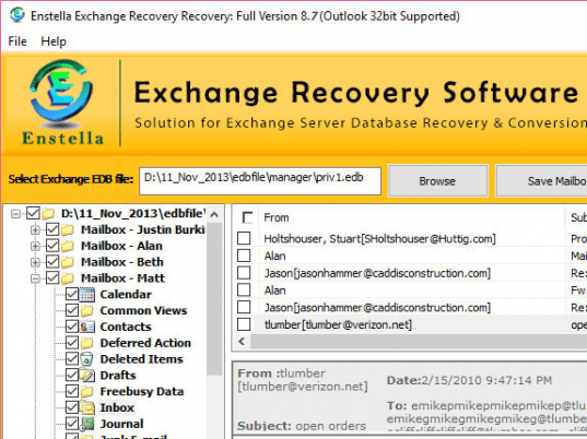 EDB Database Recovery Screenshot 1