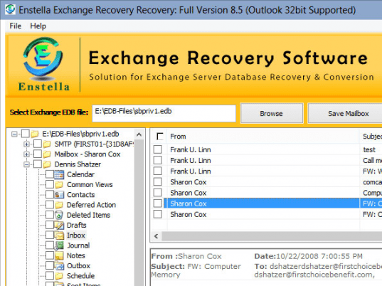 Microsoft Exchange Server Recovery Tool Screenshot 1
