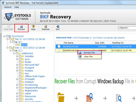 Extract Backup Files Screenshot 1