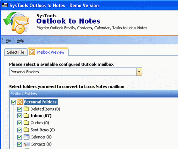 Exchange 2007 Lotus Notes Screenshot 1
