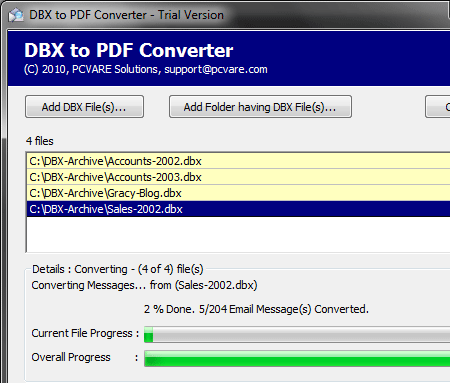 DBX to PDF Converter Screenshot 1