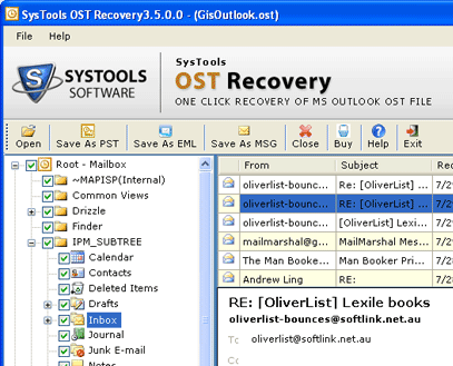Recover an OST Emails Screenshot 1