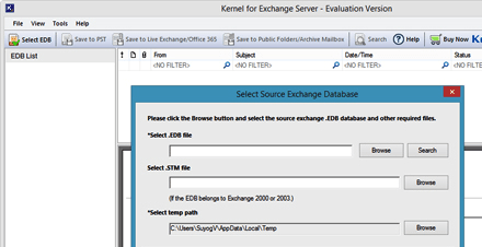 Restore Exchange Database Screenshot 1