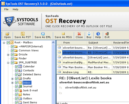 OST Email Recovery for Outlook Screenshot 1