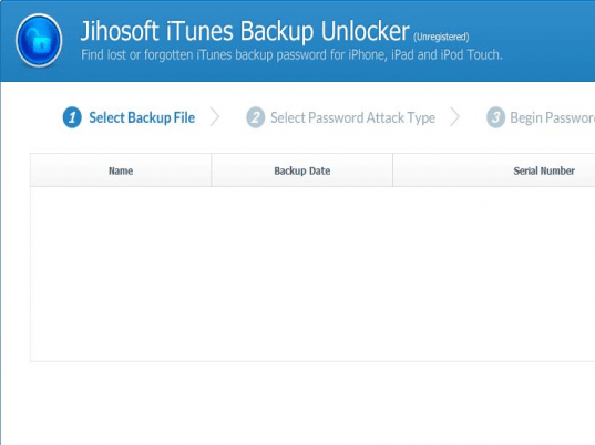 Jihosoft iTunes Backup Unlocker Screenshot 1