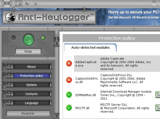 Anti-keylogger Screenshot 1