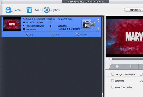 WinX Free FLV to AVI Converter Screenshot 1