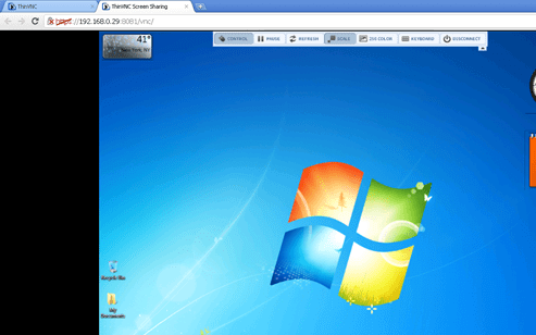 ThinVNC HTML5 Screen Sharing and Remote Desktop Screenshot 1