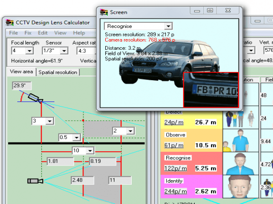 CCTV Design Lens Calculator Screenshot 1