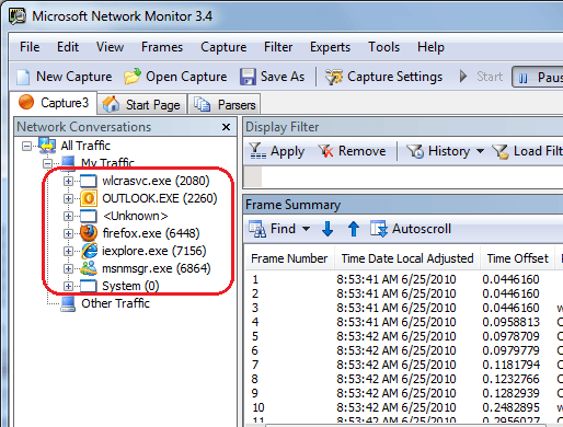 Microsoft Network Monitor Screenshot 1
